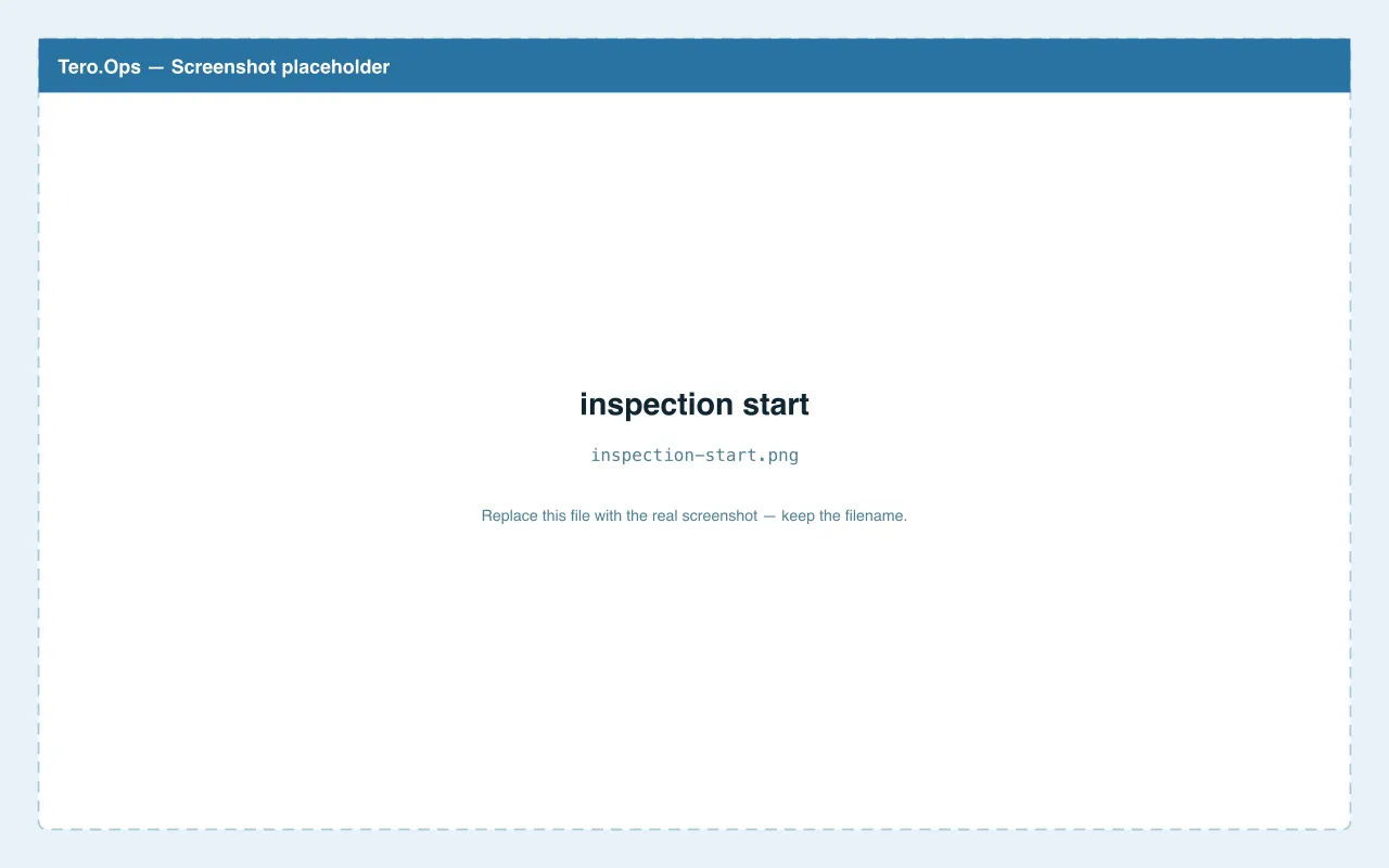 Inspection start screen