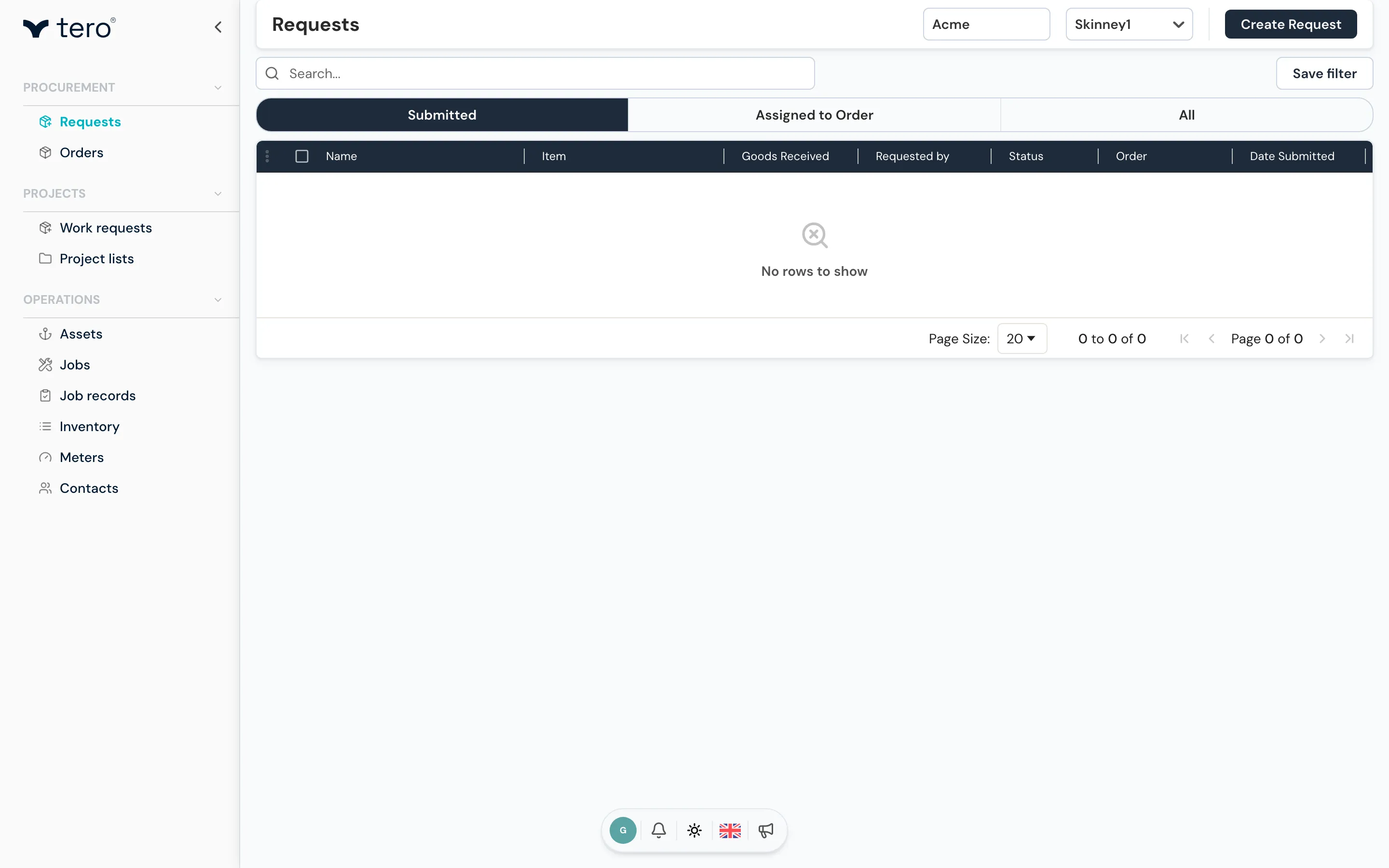 Inventory request from the admin perspective