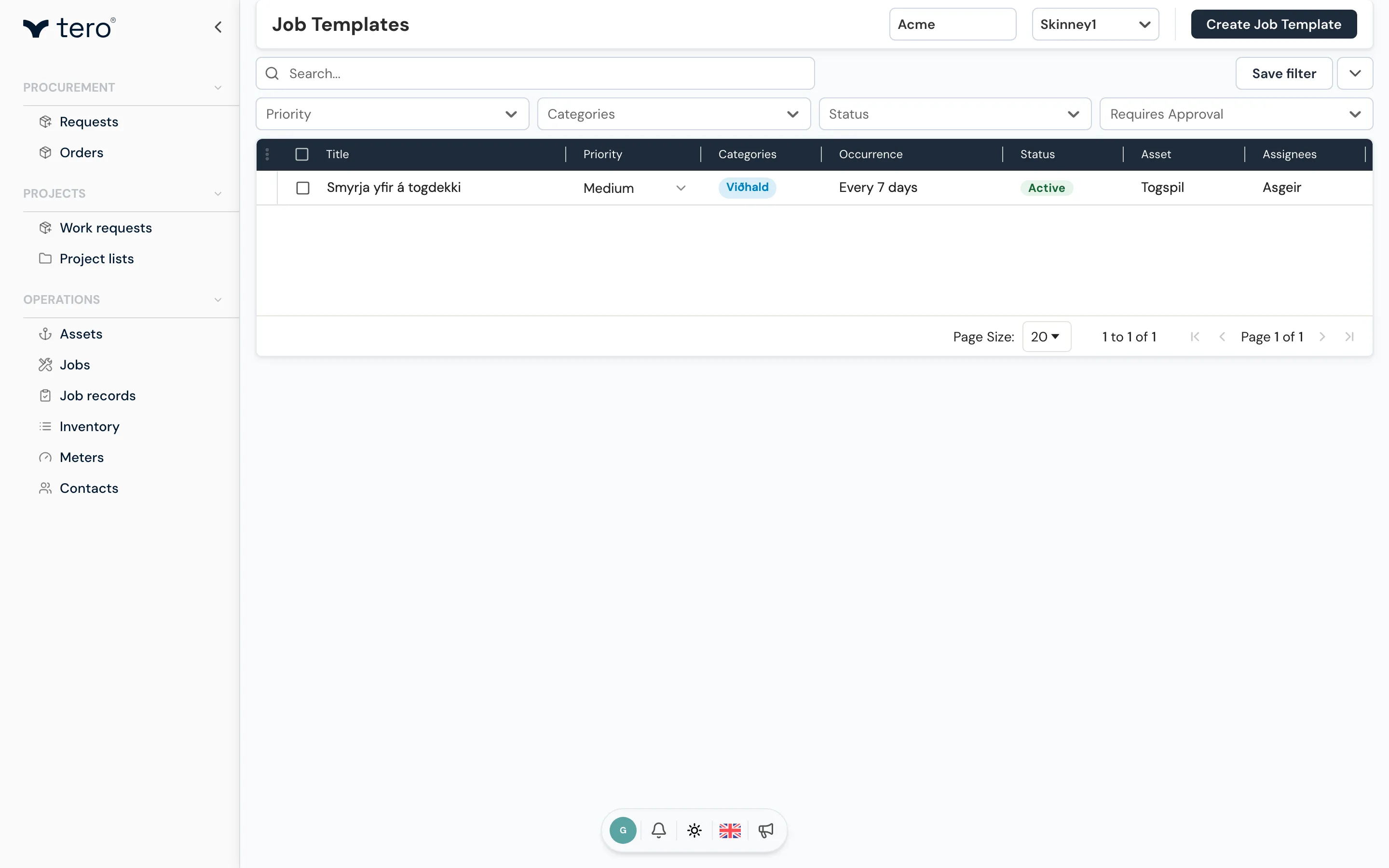 List of job templates